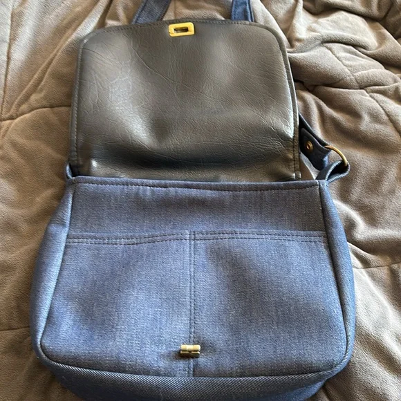 Vintage Denim and Leather Purse - Picture 3 of 5